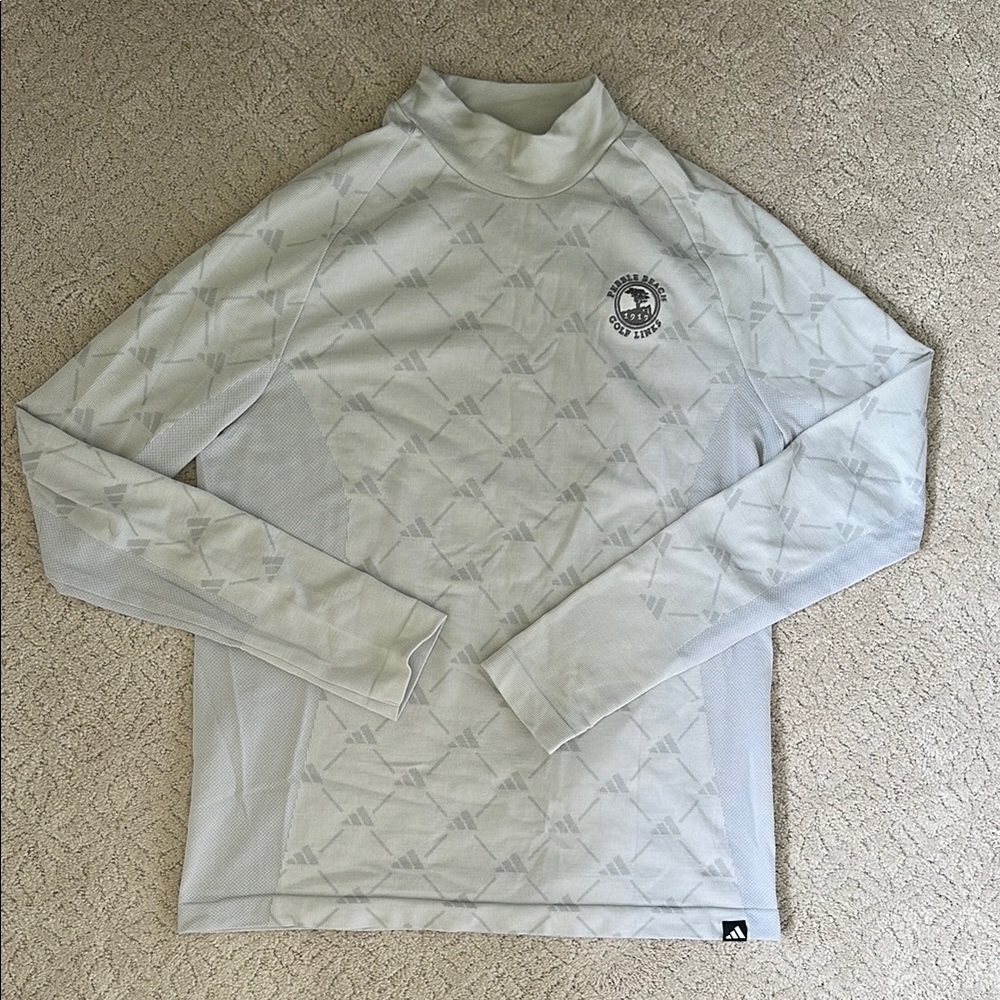 Adidas Light Gray Patterned Long Sleeve Top - Pebble Beach Logo